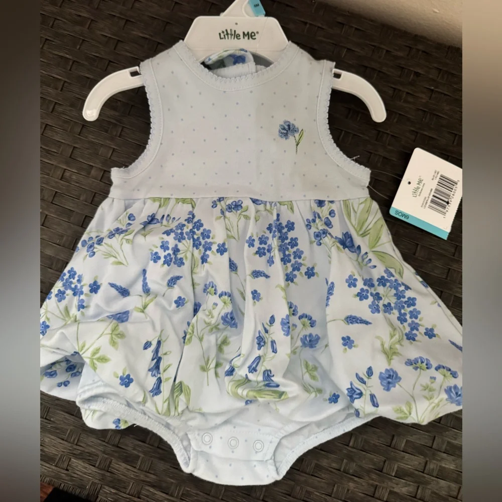 Little Me Blue and Green Floral Diaper Cover 6 months